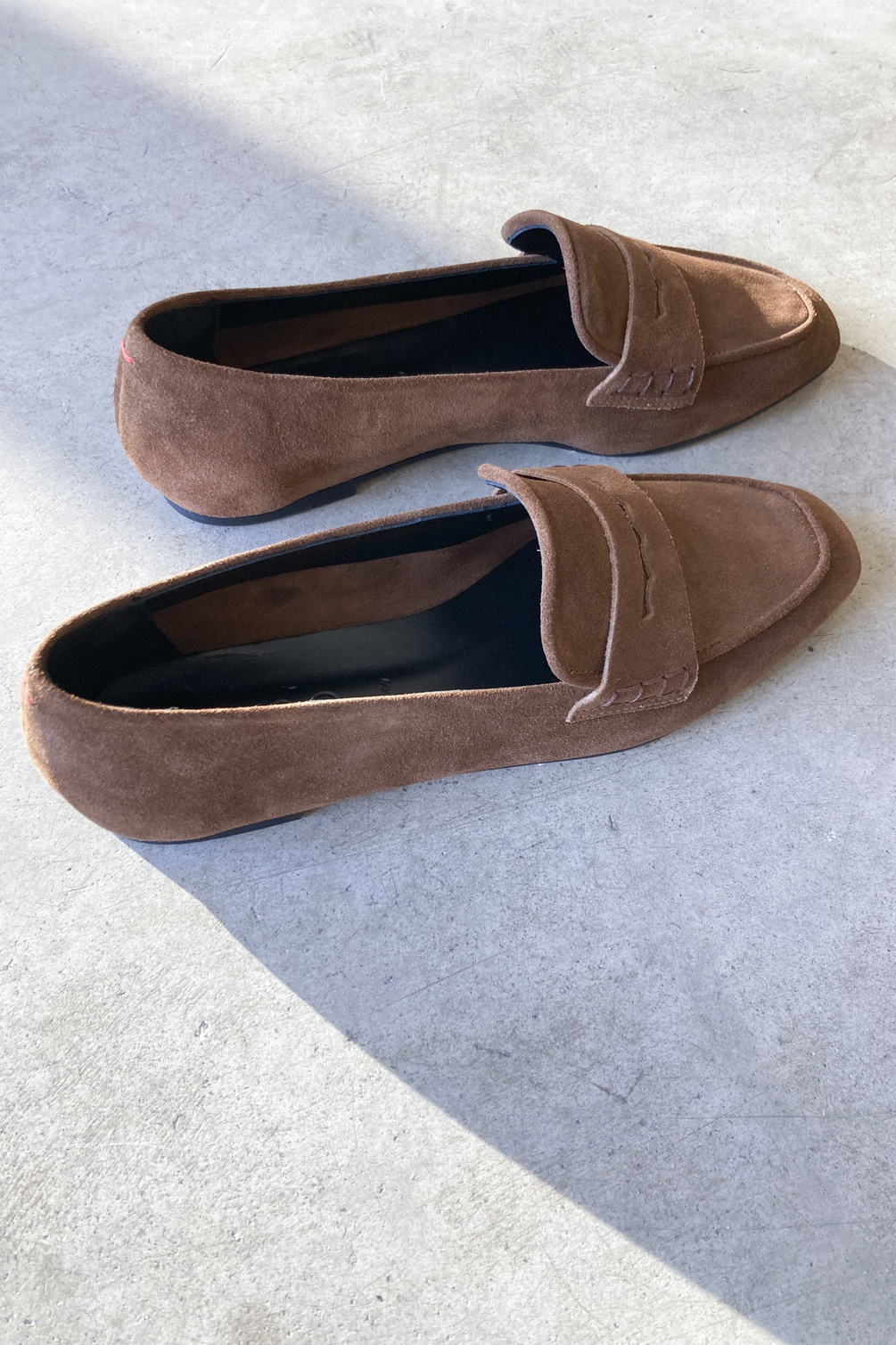 aeyde alfie cow suede leather brown